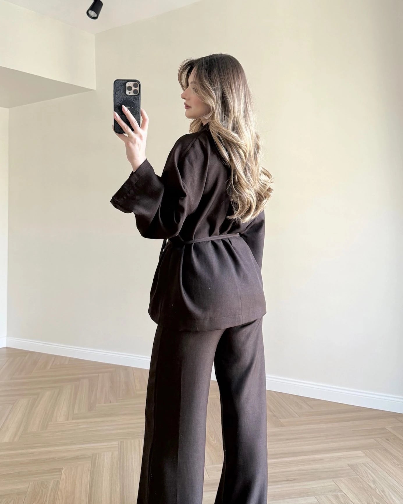 Soft Elegance Kimono Takım - Kahve