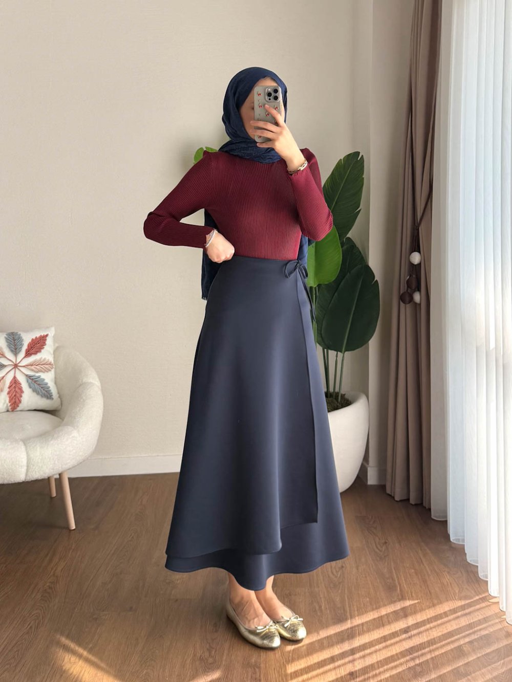 Dik Yaka Fırfırlı Body Bordo