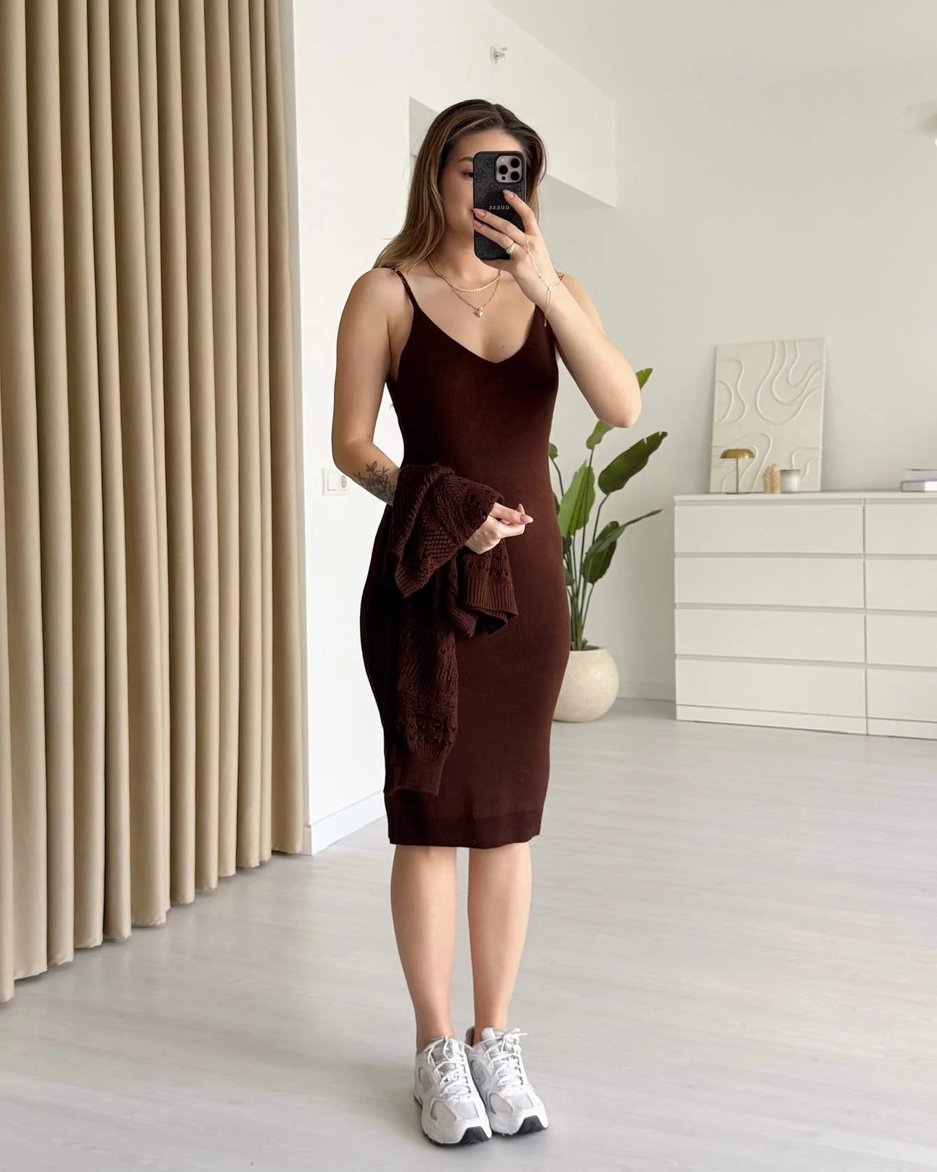 Ajurlu Triko Takım - Acı Kahve