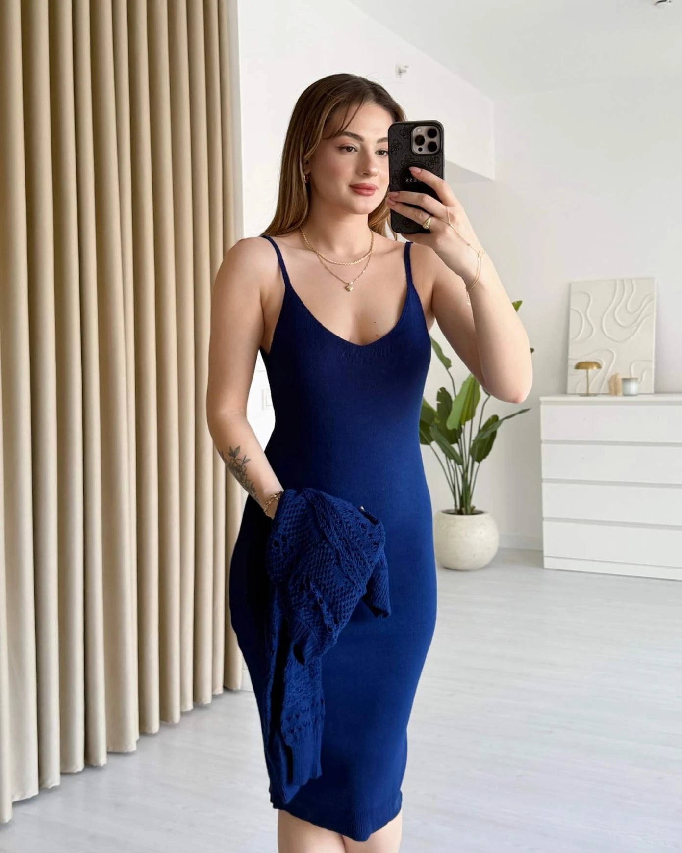 Ajurlu Triko Takım - Saks Mavi