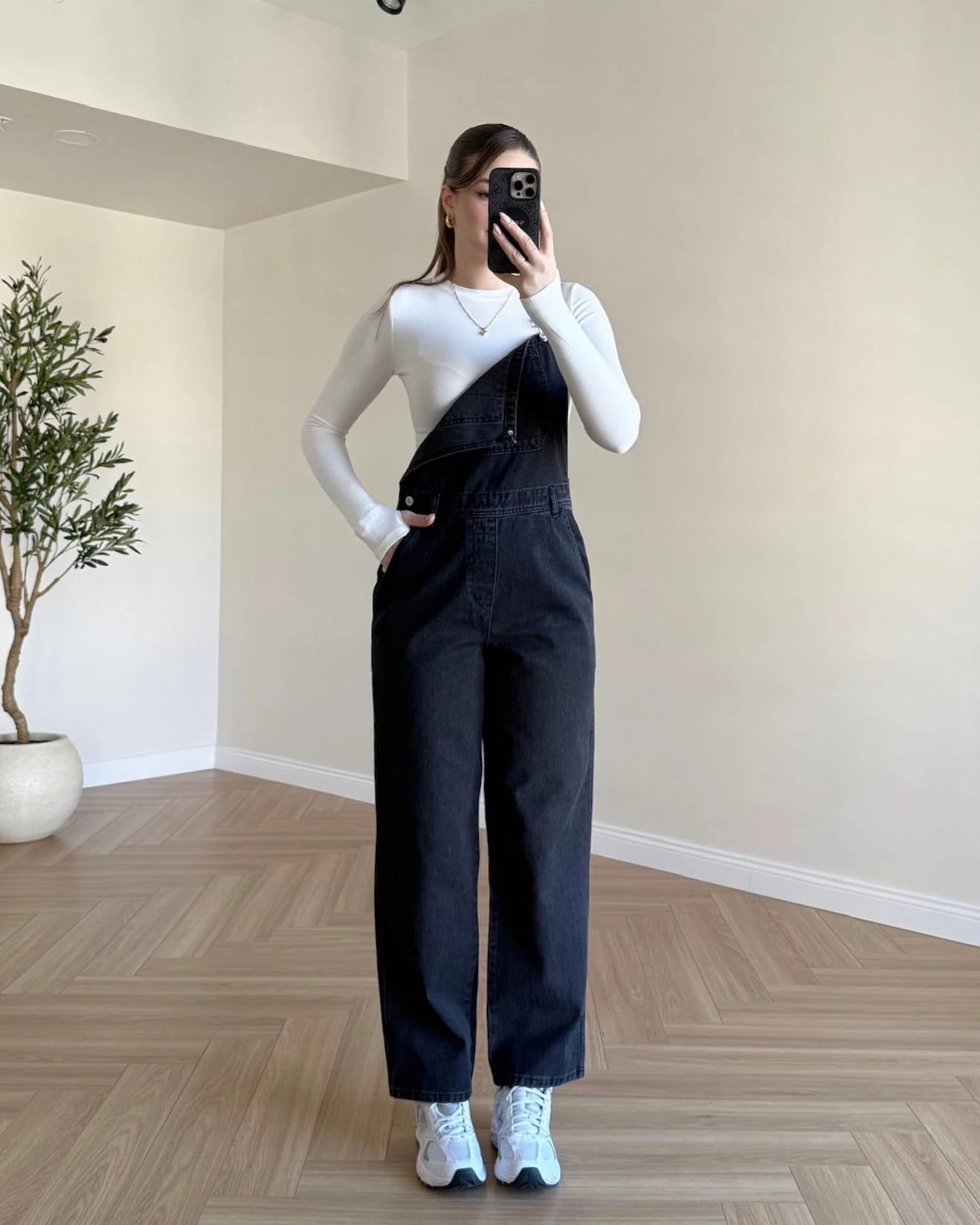Denim Salopet - Siyah