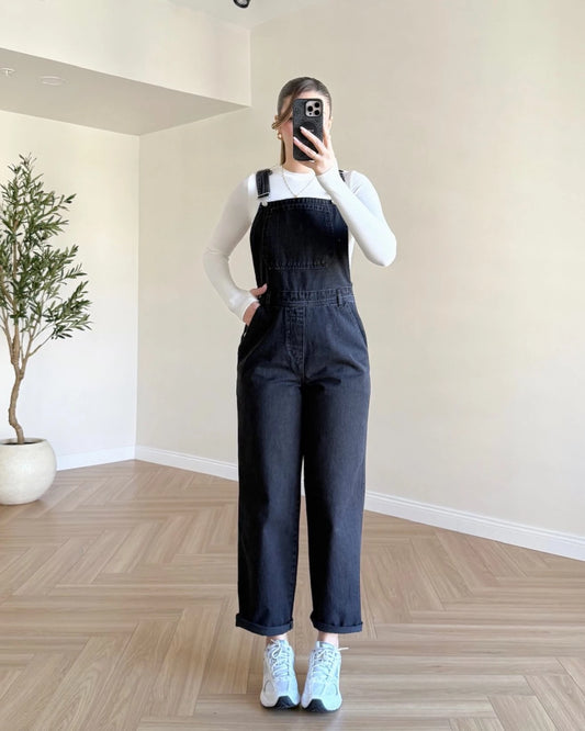 Denim Salopet - Siyah