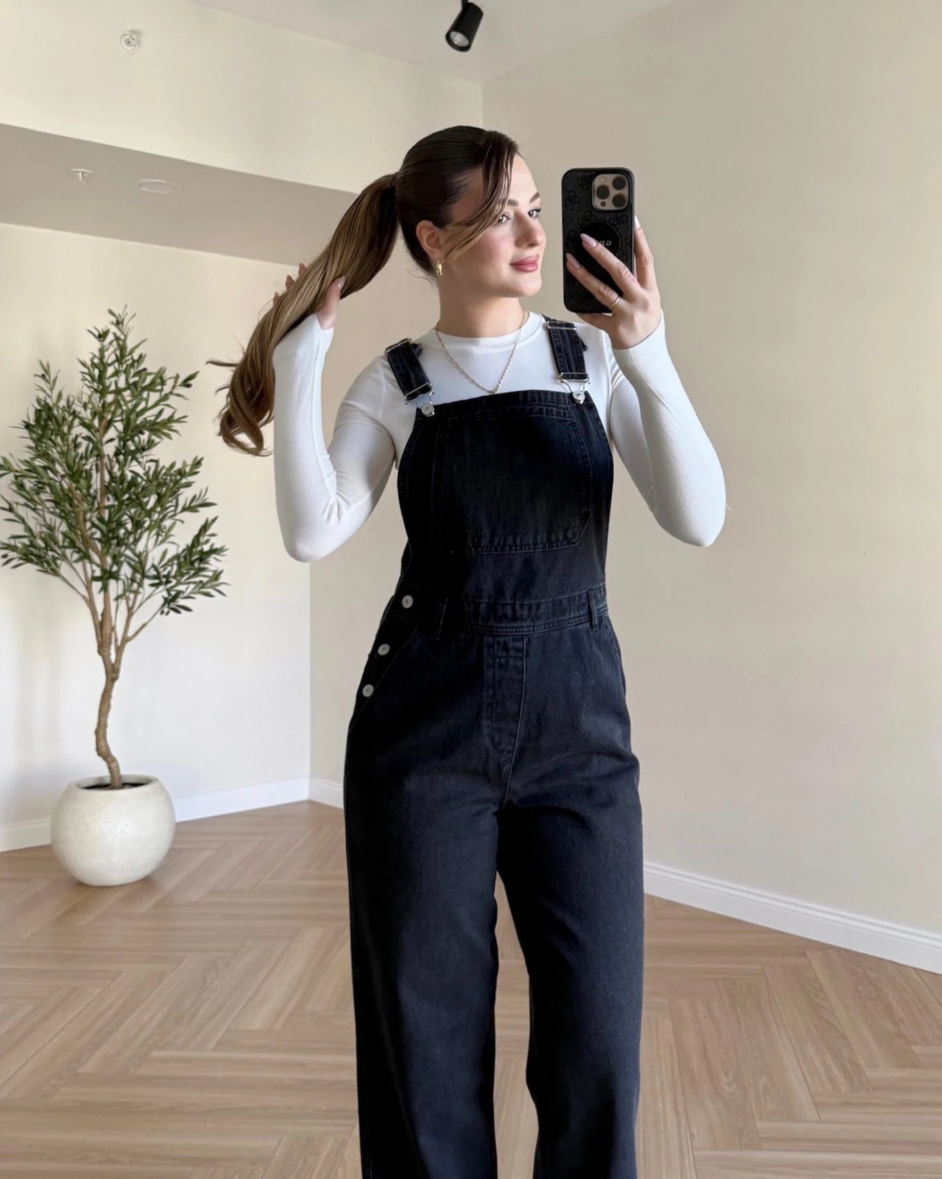 Denim Salopet - Siyah