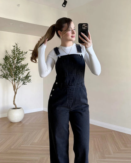 Denim Salopet - Siyah