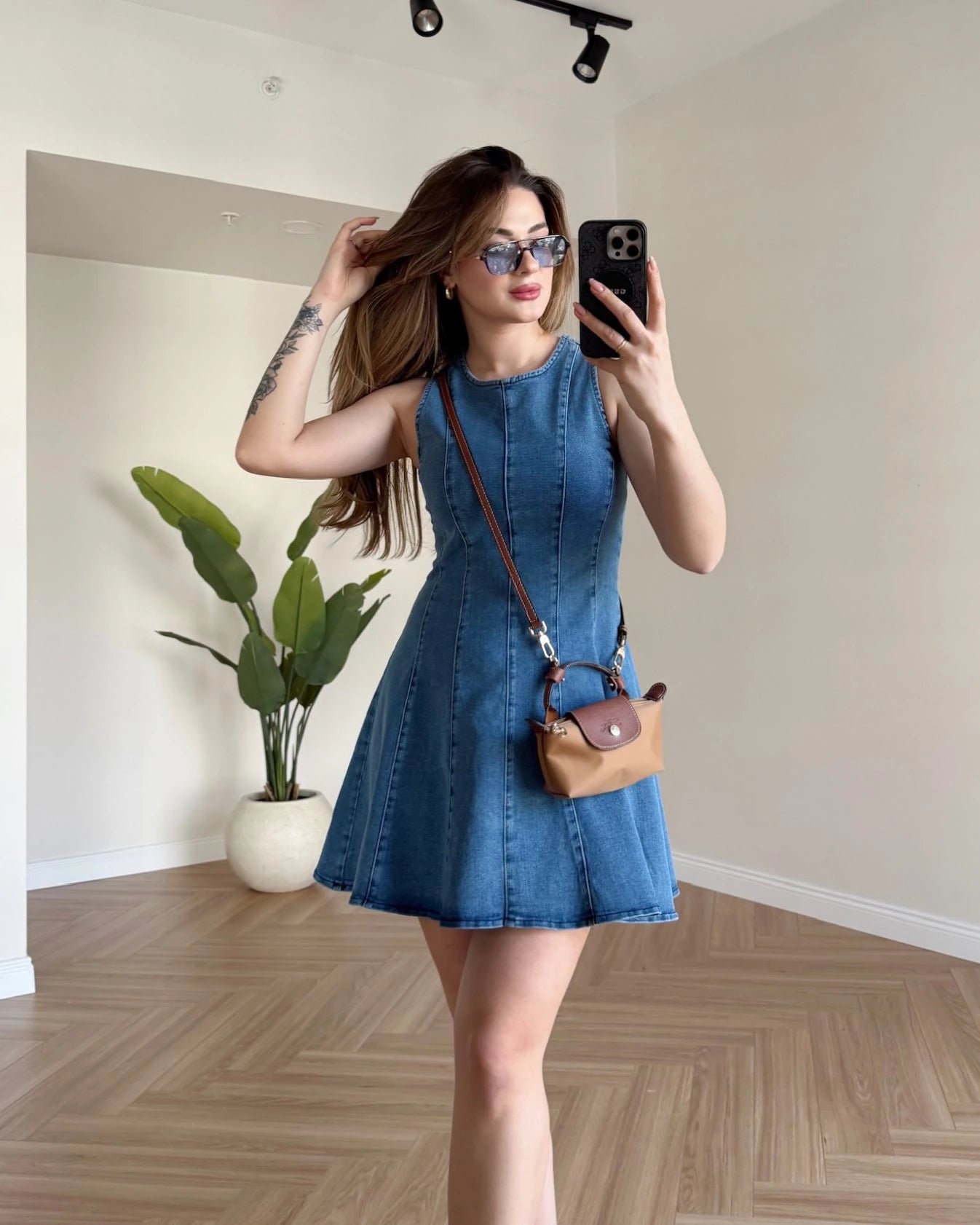 RIERA Mini Denim Elbise - Mavi
