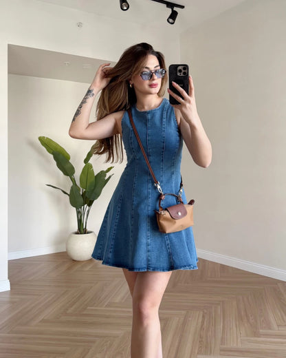 RIERA Mini Denim Elbise - Mavi