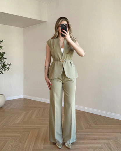 SERENA Premium Yelek Pantolon İkili Takım - Açık Yeşil