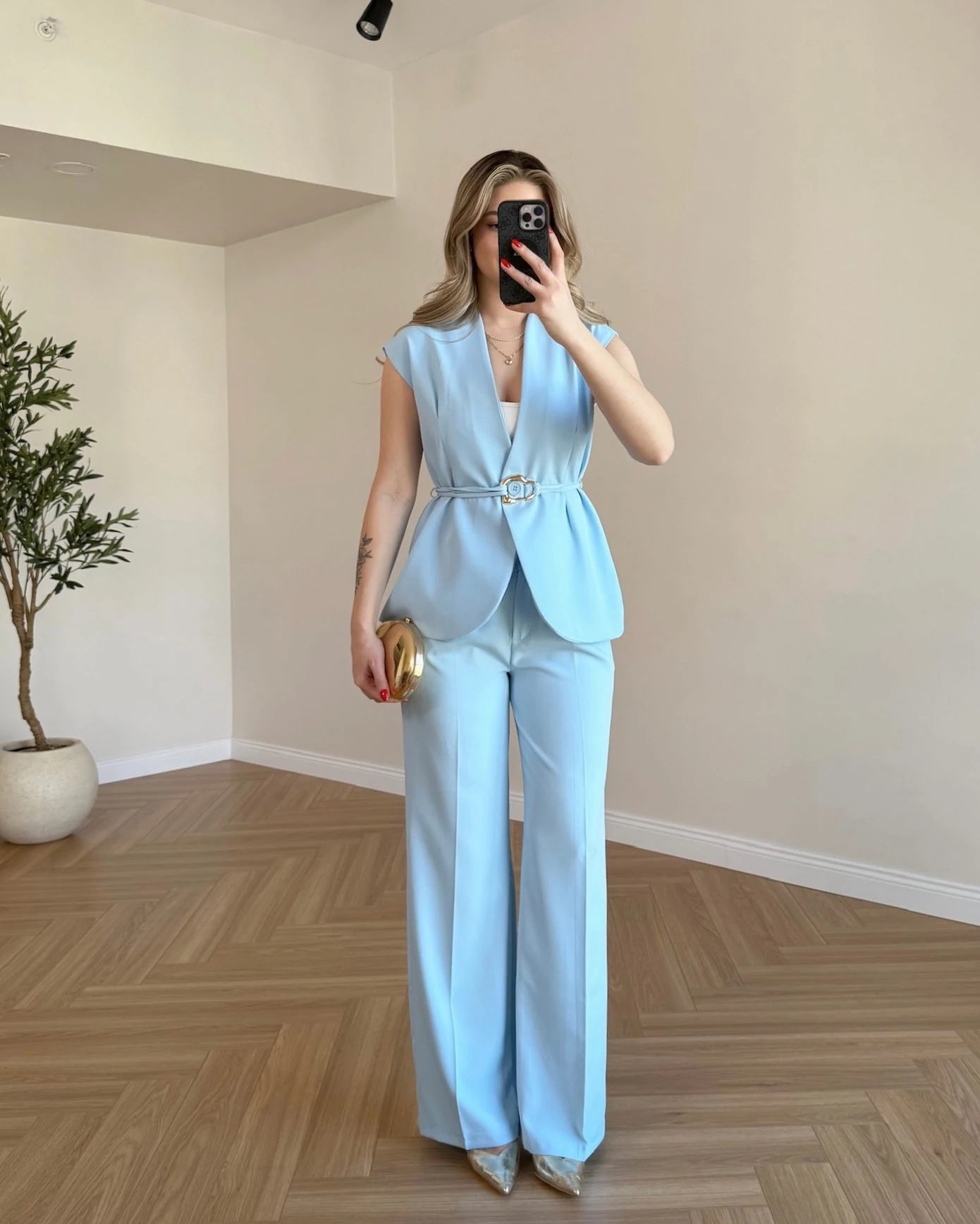 SERENA Premium Yelek Pantolon İkili Takım - Bebe Mavi