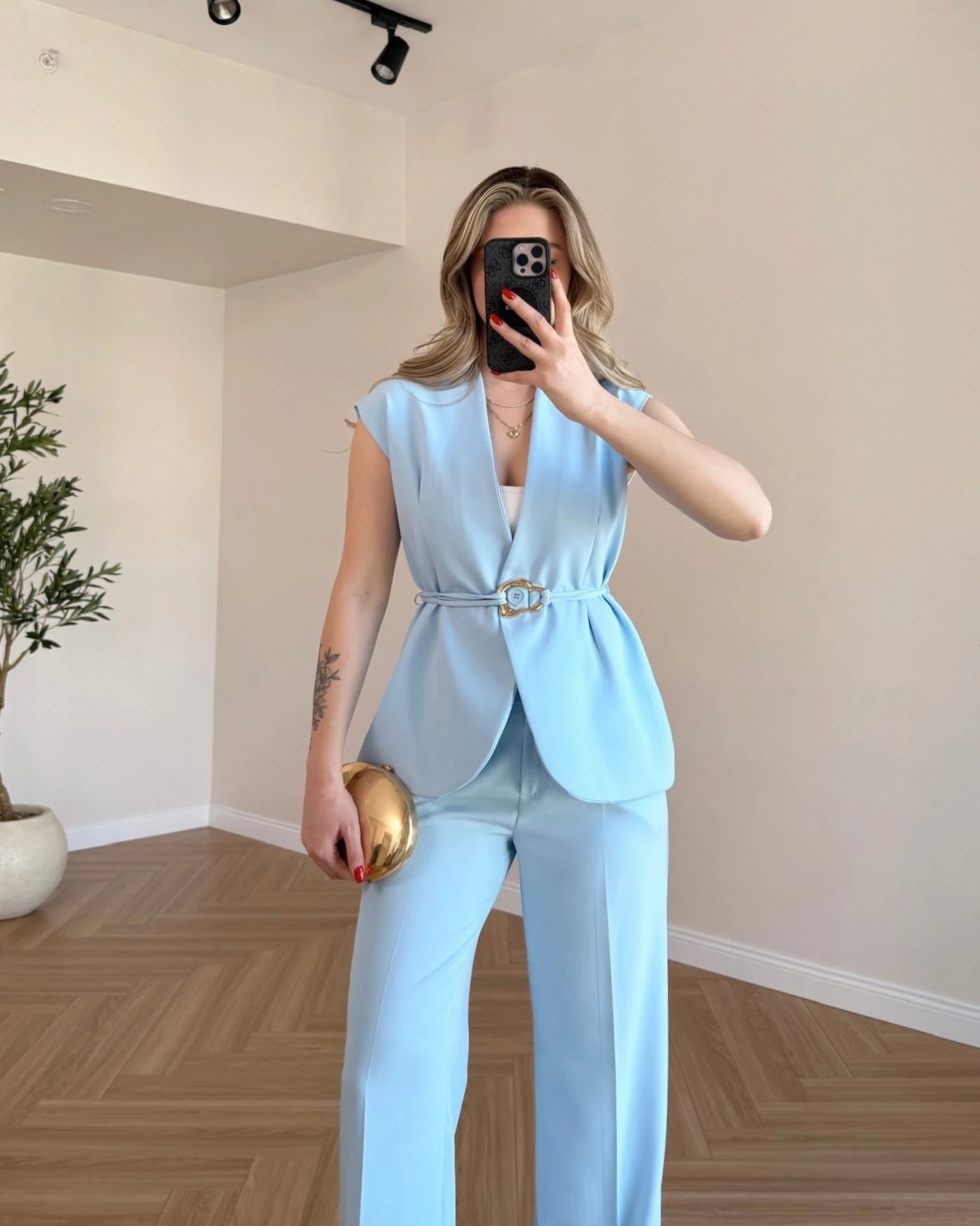 SERENA Premium Yelek Pantolon İkili Takım - Bebe Mavi