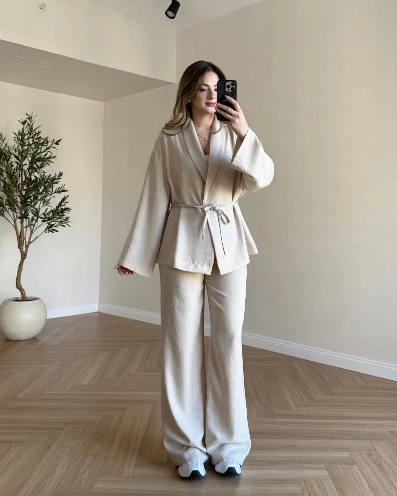 Soft Elegance Kimono Takım - Bej