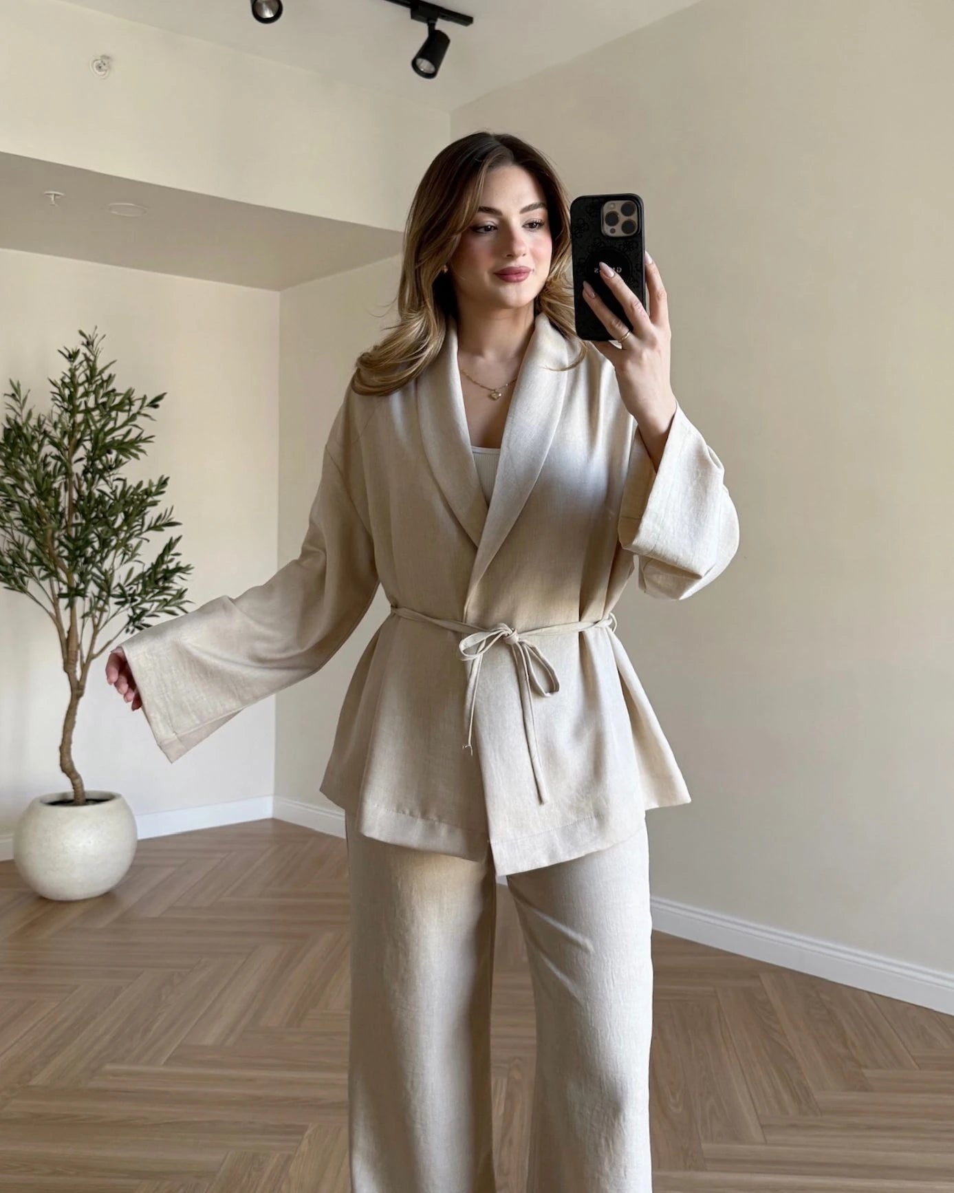 Soft Elegance Kimono Takım - Bej