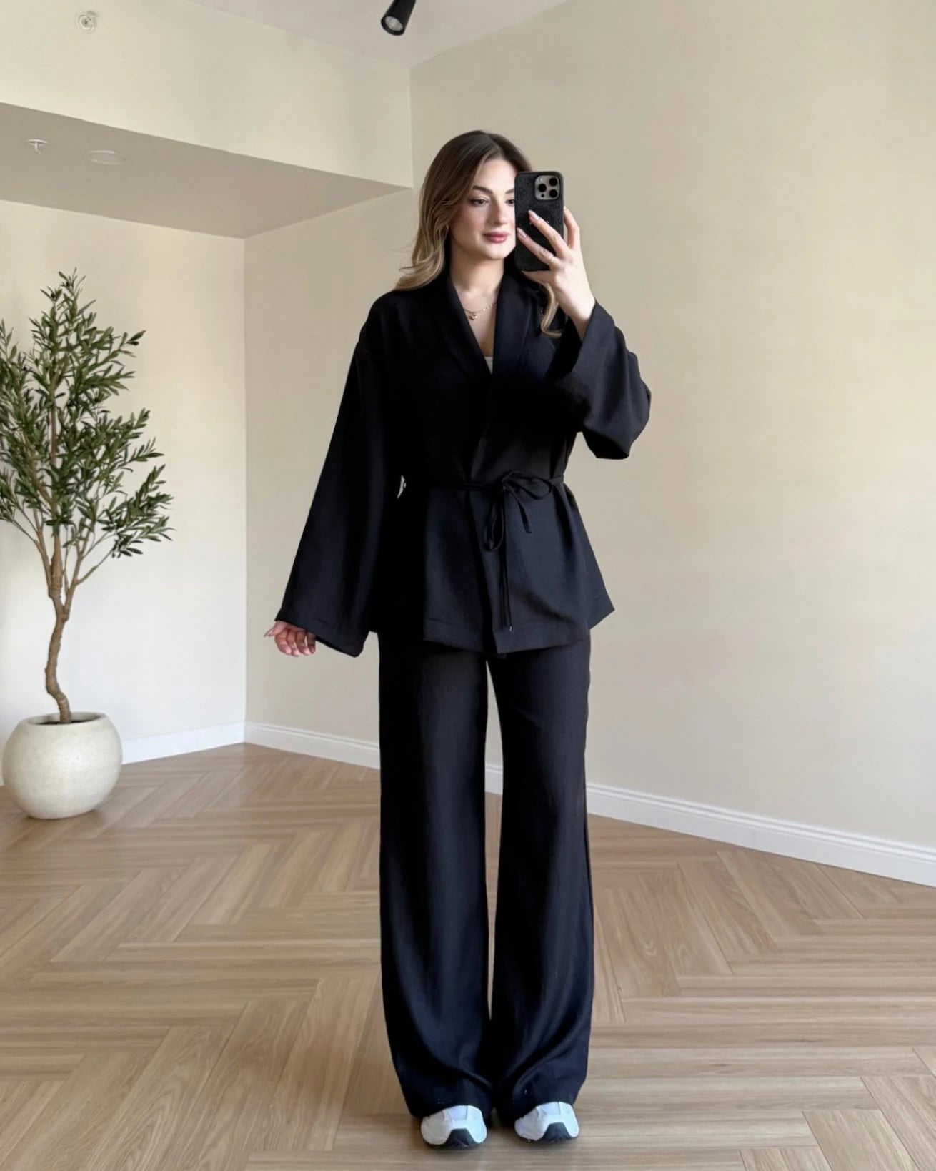 Soft Elegance Kimono Takım - Siyah