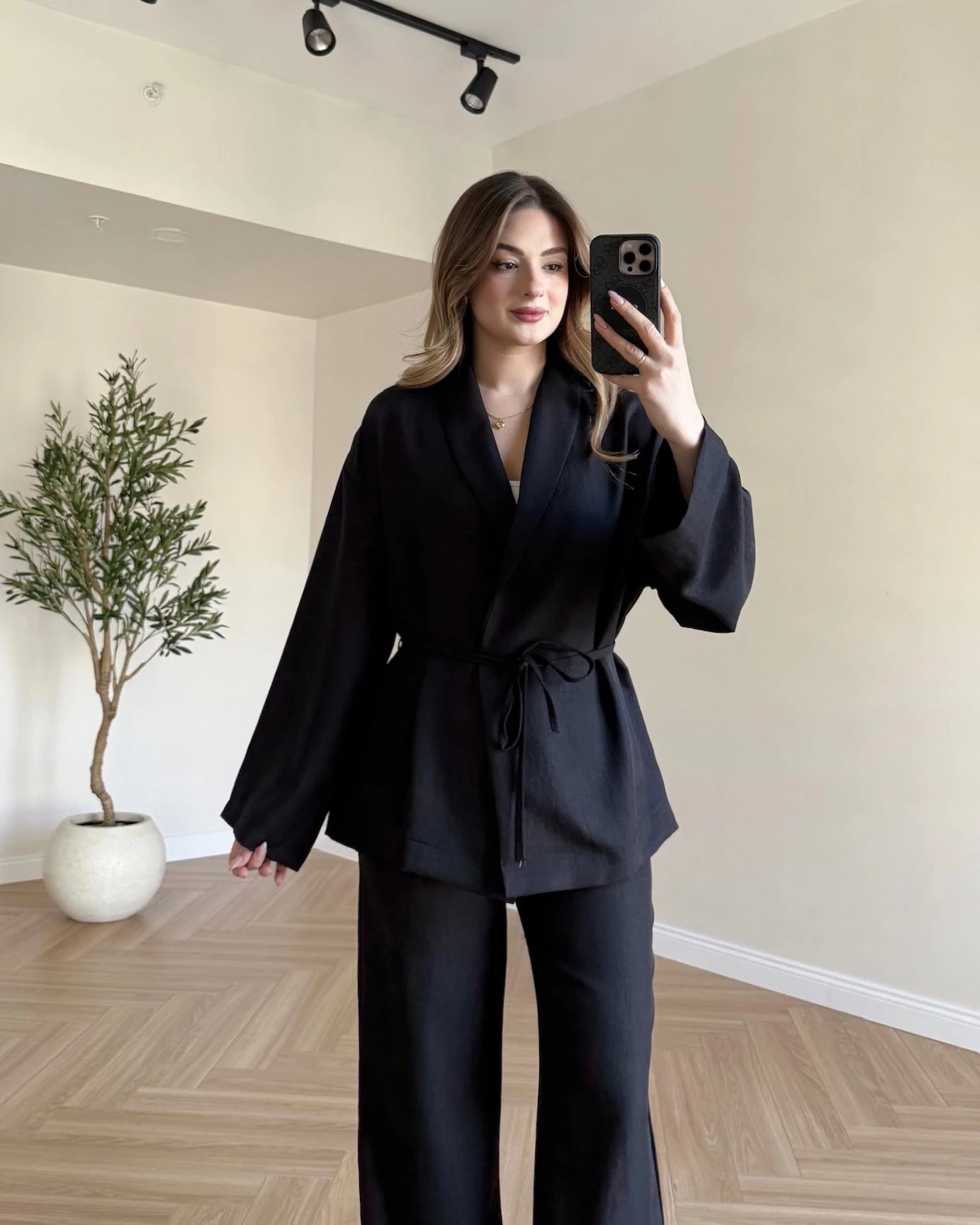 Soft Elegance Kimono Takım - Siyah