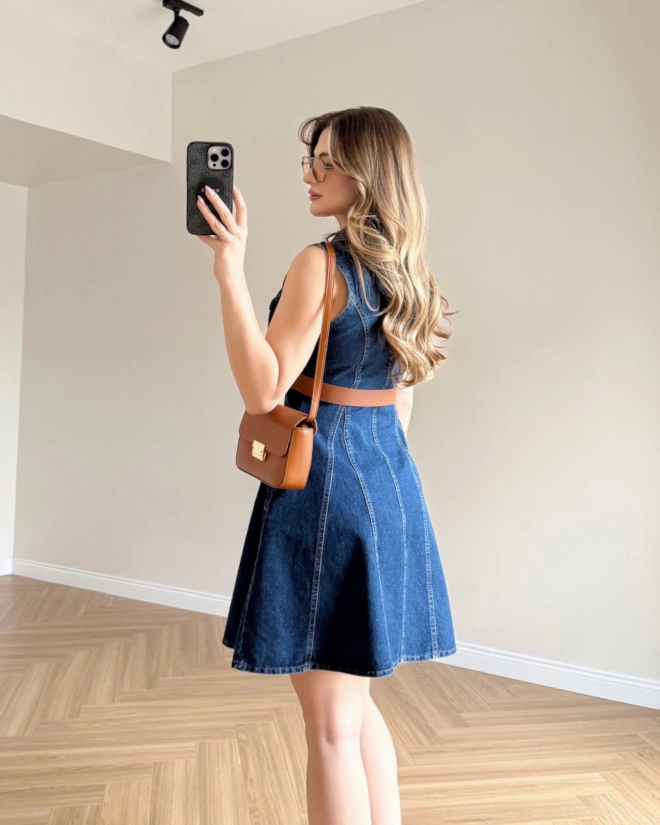 TOMY Kemerli Denim Elbise - Koyu Mavi