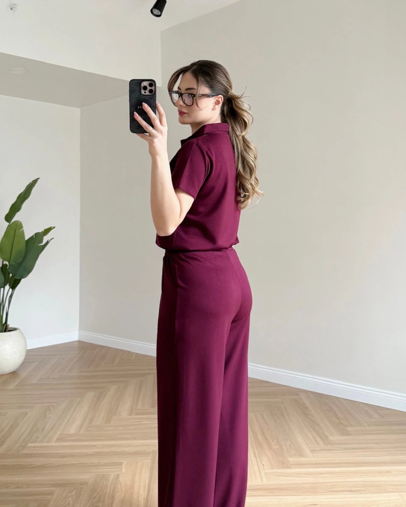 Yaka Fermuarlı Modal Takım - Bordo