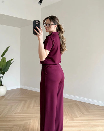 Yaka Fermuarlı Modal Takım - Bordo