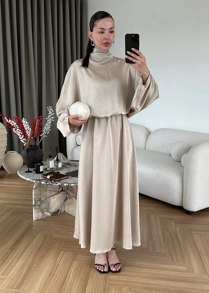 Yarasa Kol Saten Elbise TAŞ