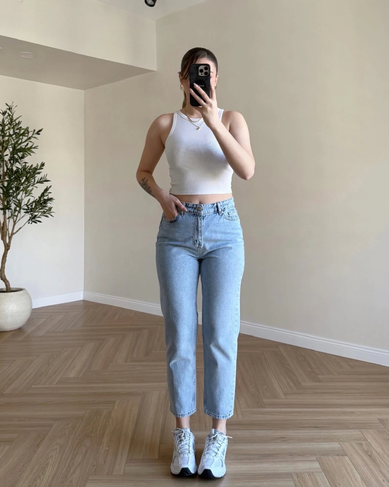 Yüksek Bel Basic Mom Jean - Kar Yıkama