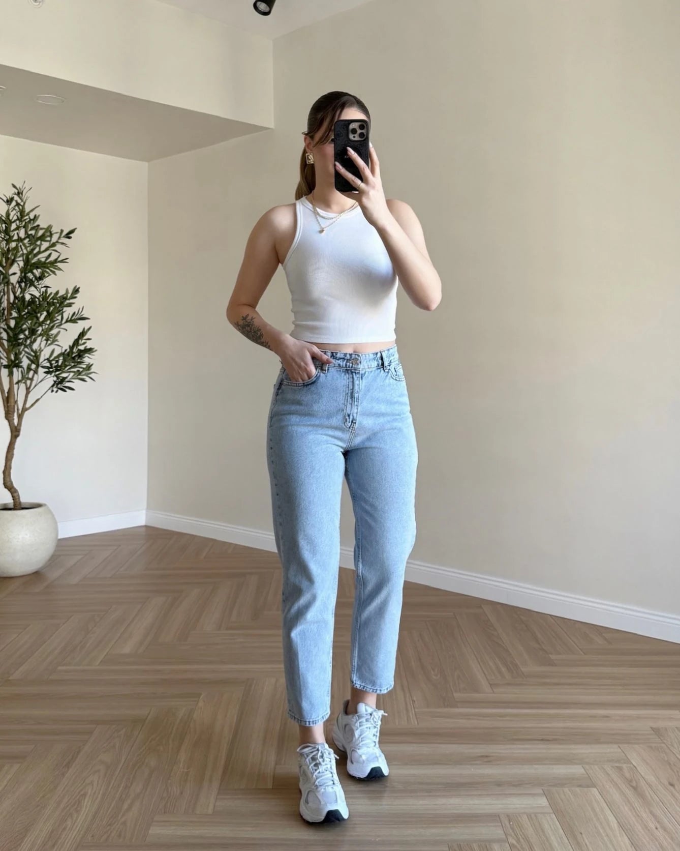 Yüksek Bel Basic Mom Jean - Kar Yıkama